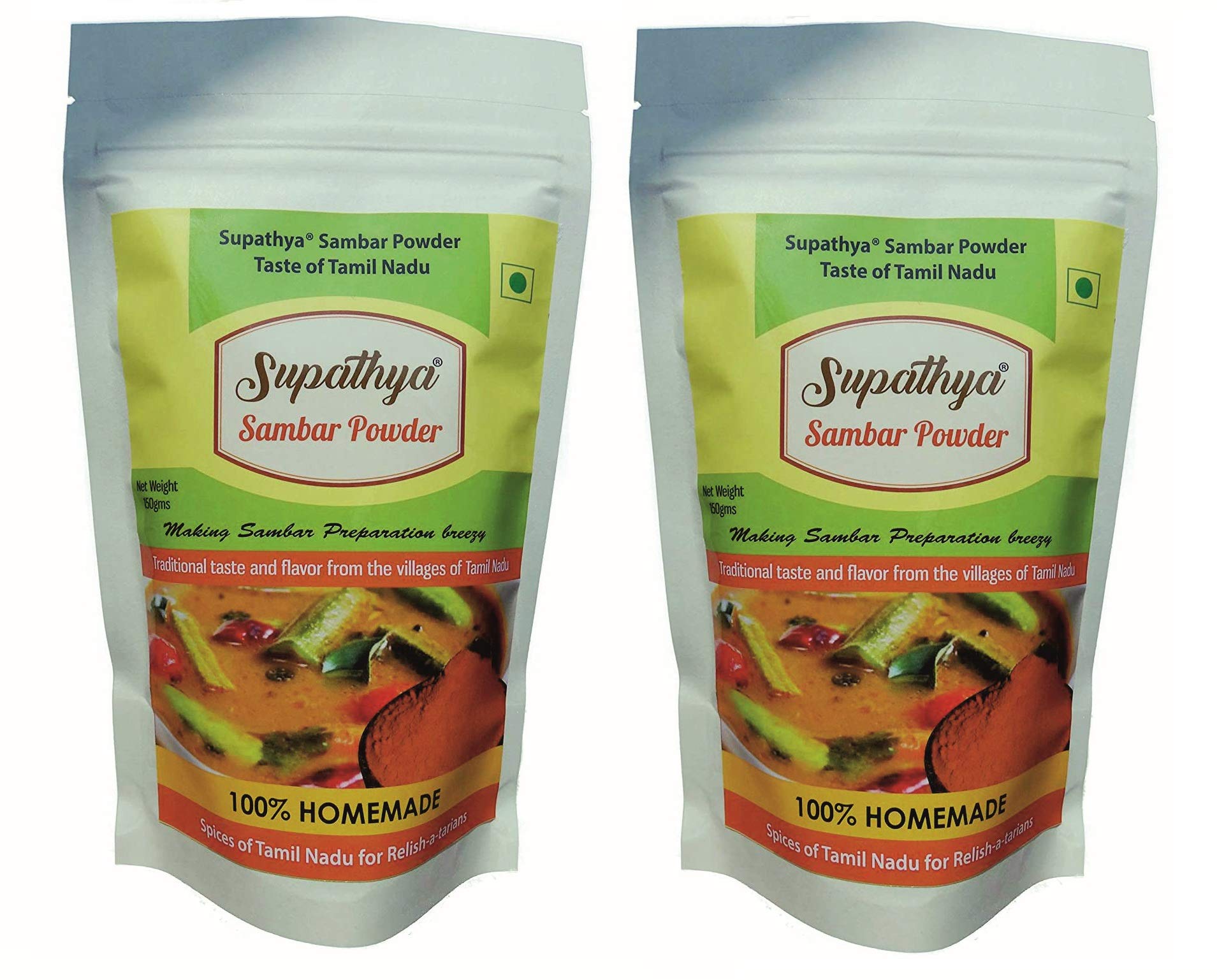 Supathya Sambar Powder Mix | Sambhar Masala Podi | Homemade South Indian Sambar | Instant Madras Style - Pack of 2 (150g + 150g) (B08DKRJSHS) Amazon Price History, Amazon Price Tracker