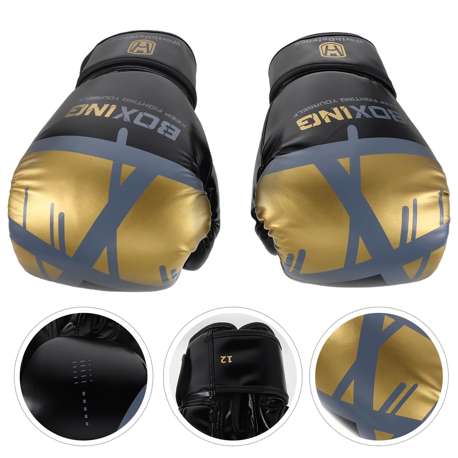 Guantes de Entrenamiento de Boxeo 12oz para Adultos Hombre Acolchados Espuma de Alta Densidad Cierre Ajustable de Gancho y Bucle Transpirables para Taekwondo Sparring y