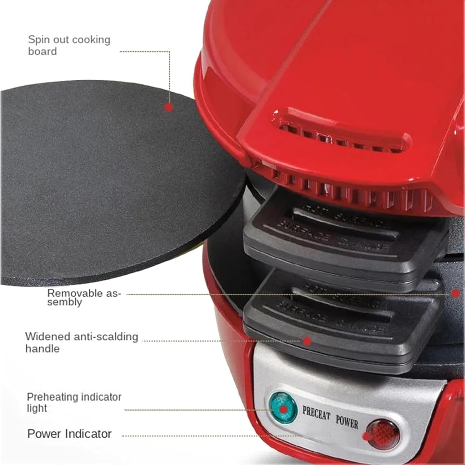 Beach Breakfast Sandwich Maker, Steel Nonstick Panini Press Sandwich Maker with Egg Cooker Ring, Indicator Light And Audible Beep, Even Heating, for English Muffins