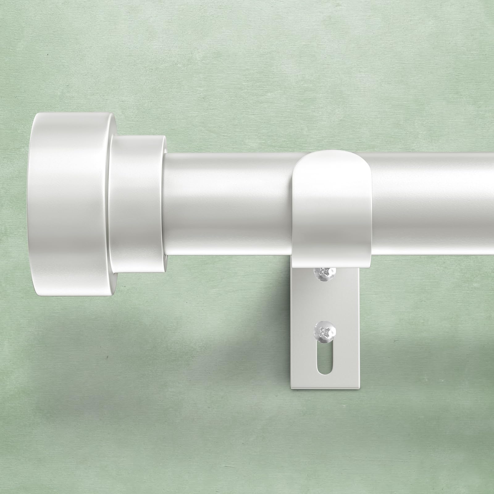 Heavy Duty Curtain Rods for Windows 48 to 84 Inch, 1 Inch Adjustable White Curtain Rod Set with Easy Installation and Modern Design (A1,White,30-90")