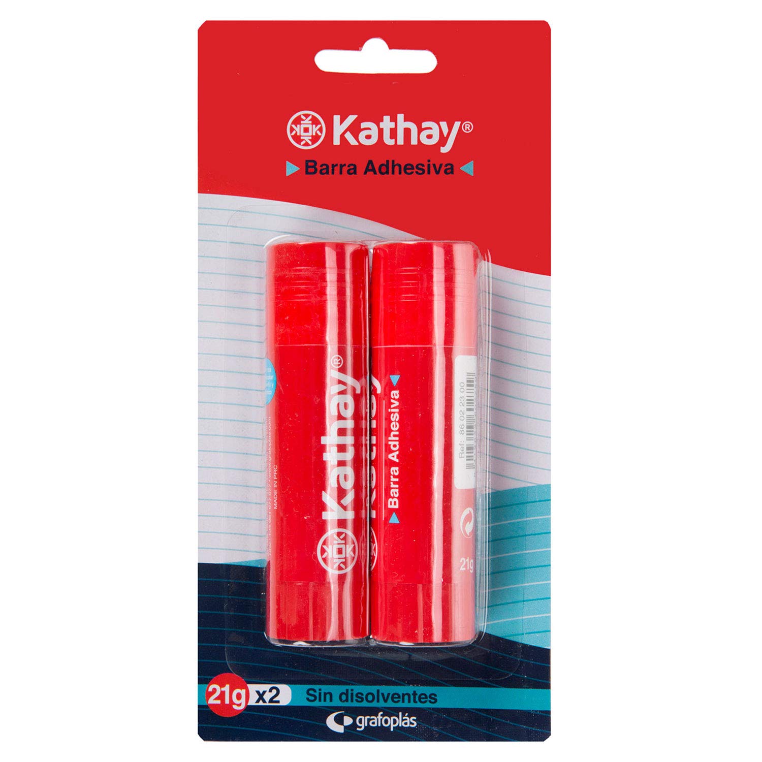 Kathay 86025100. Paquete con 2 Pegamentos en Barra 21gr, Sin disolventes, Lavable, Perfecta para Manualidades Escolares