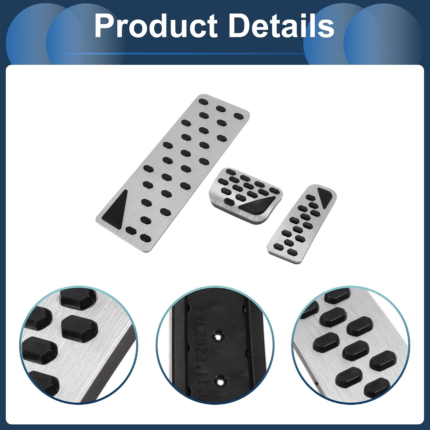 3 Pcs Automatic Foot Pedal Pads Foot Accelerator Pedal Covers for Jeep Grand Cherokee 2023 Aluminum Alloy Silver Tone