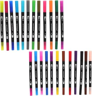 SEWOART 24Piezas Rotuladores Doble Punta de Colores Vibrantes Dibujo y Caligrafía Estudiantes y Proyectos