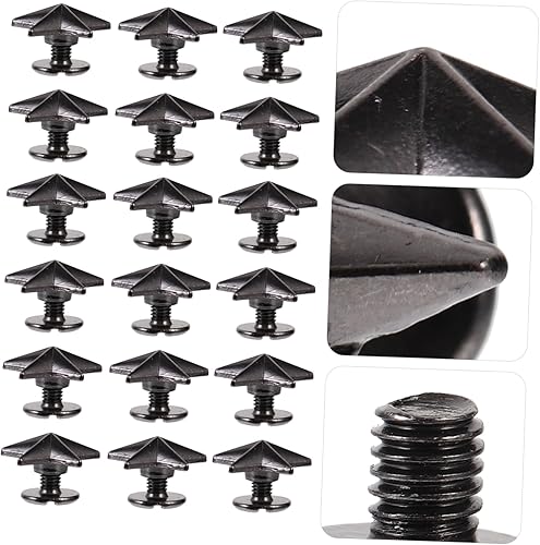 Miniatura 5 de EXCEART 50 piezas de clavos y tachuelas de estrella de aleación de 0.551 in con forma de estrella remache a presión botón punk con tornillos para