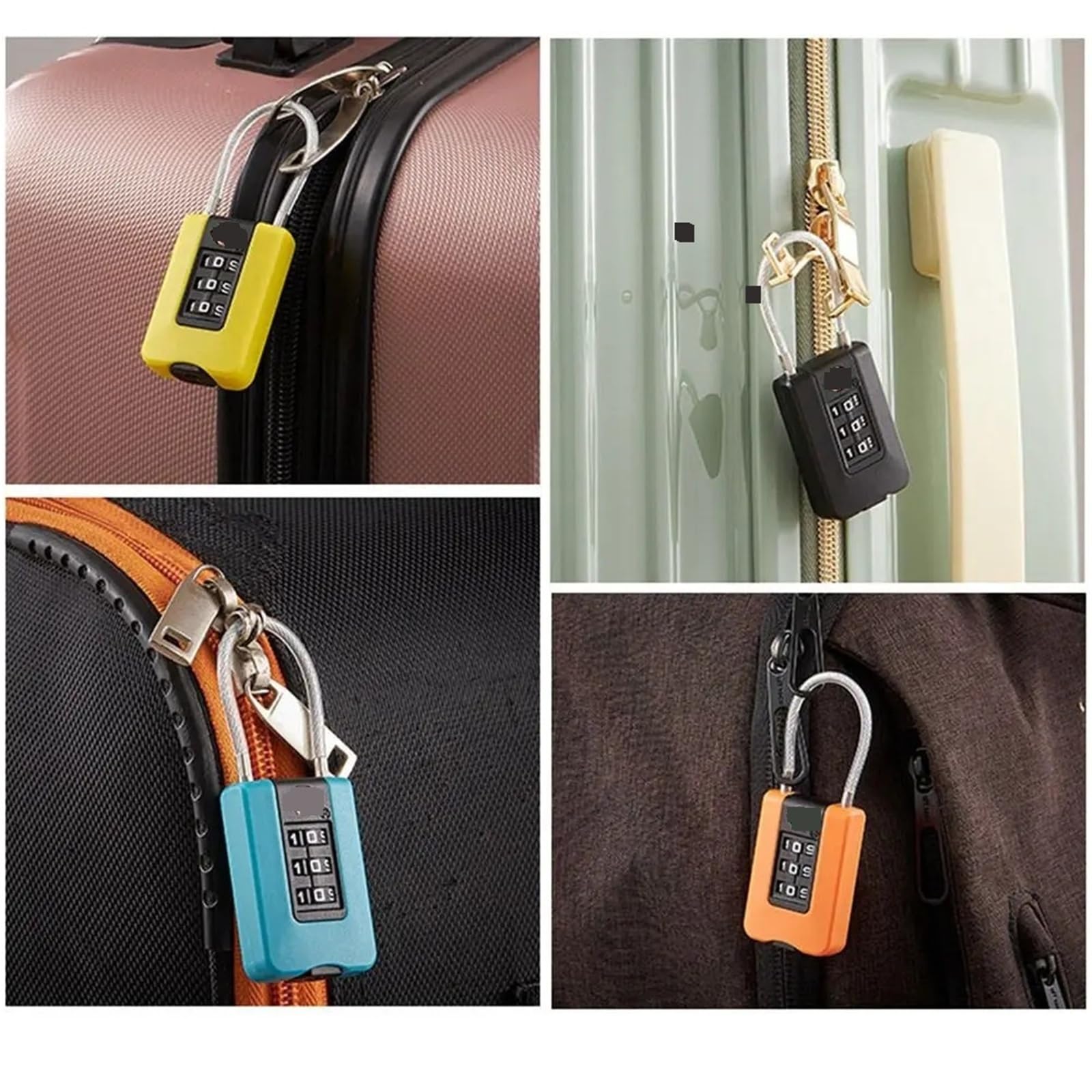 Cadenas à Combinaison, Cadenas à Code en câble métallique de Couleur contrastée for Valise de Voyage Portable/1 pièce(Grey)