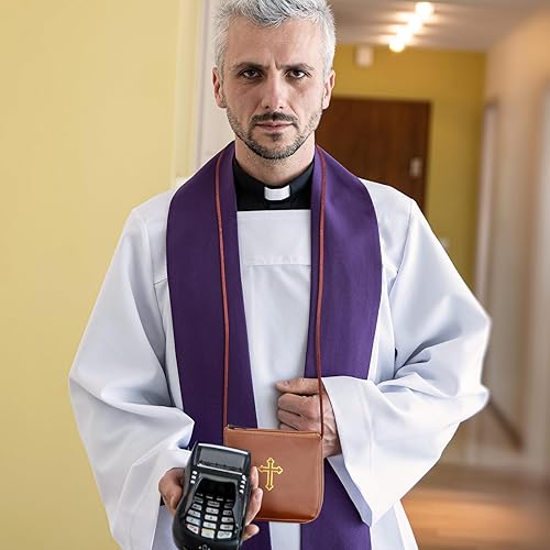 Miniatura 7 de Funda de cuero para Pyx, estuche de Pyx católico con correa para comunión, sacerdotes anfitriones, diáconos, regalos