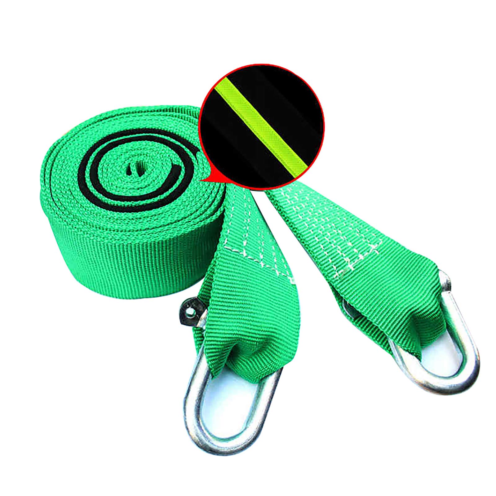 Cinturón De Tracción De 5m / 15T Cuerda De Tracción Pesada Cuerda De Remolque Cinturón De Recuperación Winch 4x4 Off-Road Green, con Tira Reflectante