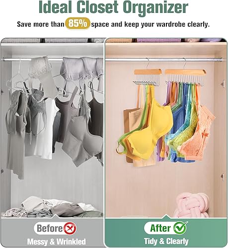 Miniatura 2 de Fitnice Paquete de 2 perchas para brasieres, colgador para cinturón para armario con 20 ganchos de metal para colgar en la parte superior de la