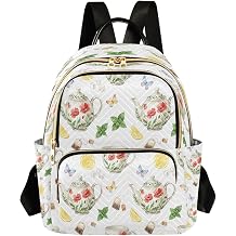 Tea Time Whimsy Mini Backpack Purse for Women Quilted Lightweight Backpack, Fashion Travel Daypack for Daily Use