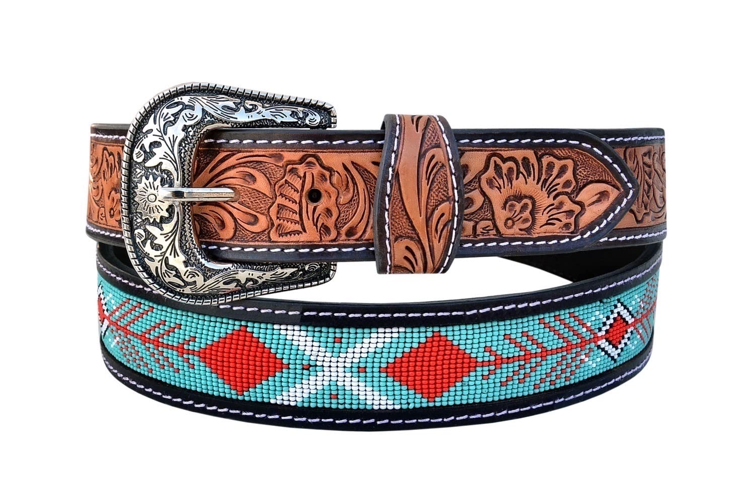 Affilare Western Genuine Leather Beaded Belt For Men and Women 30AB005-38