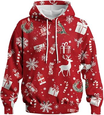 Creative Christmas Hoodies for Men Women Funny Cool Sweatshirt Pullover Long Sleeve