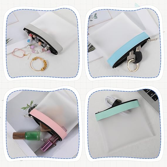4 Pcs Clear Mini Makeup Bag, 4.9x4.5 Inch Waterproof Zipper Pouch, Small Cosmetic Bag for Women Travel Organizer, Coin Purse, Daily Toiletries Travel Office Supplies