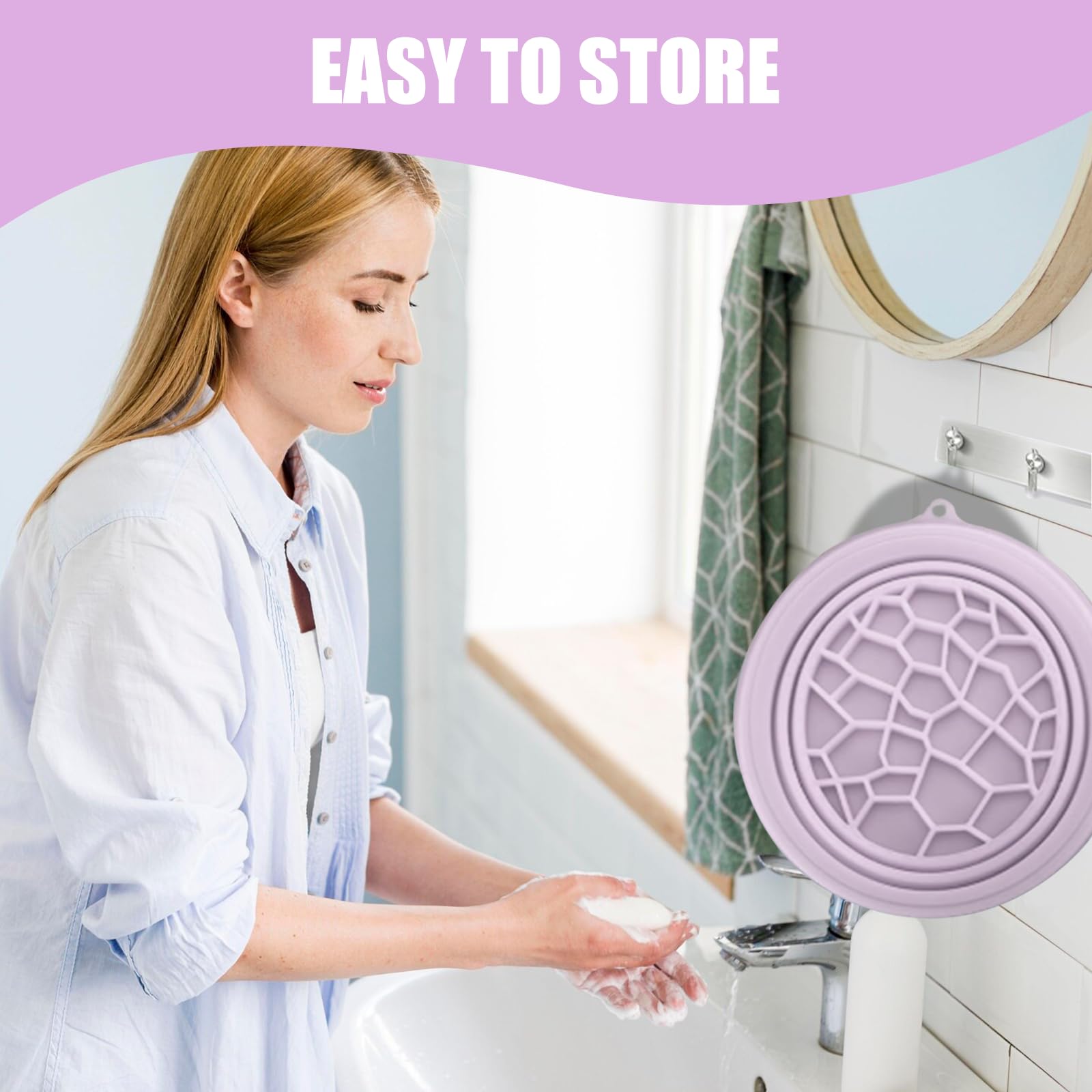 nnOuOnn Cuenco facial para hielo, lavabo portátil de silicona plegable con Icetray integrado, enfriamiento rápido para aliviar la hinchazón, calmar la piel, accesorios de baño, uso en viajes en casa