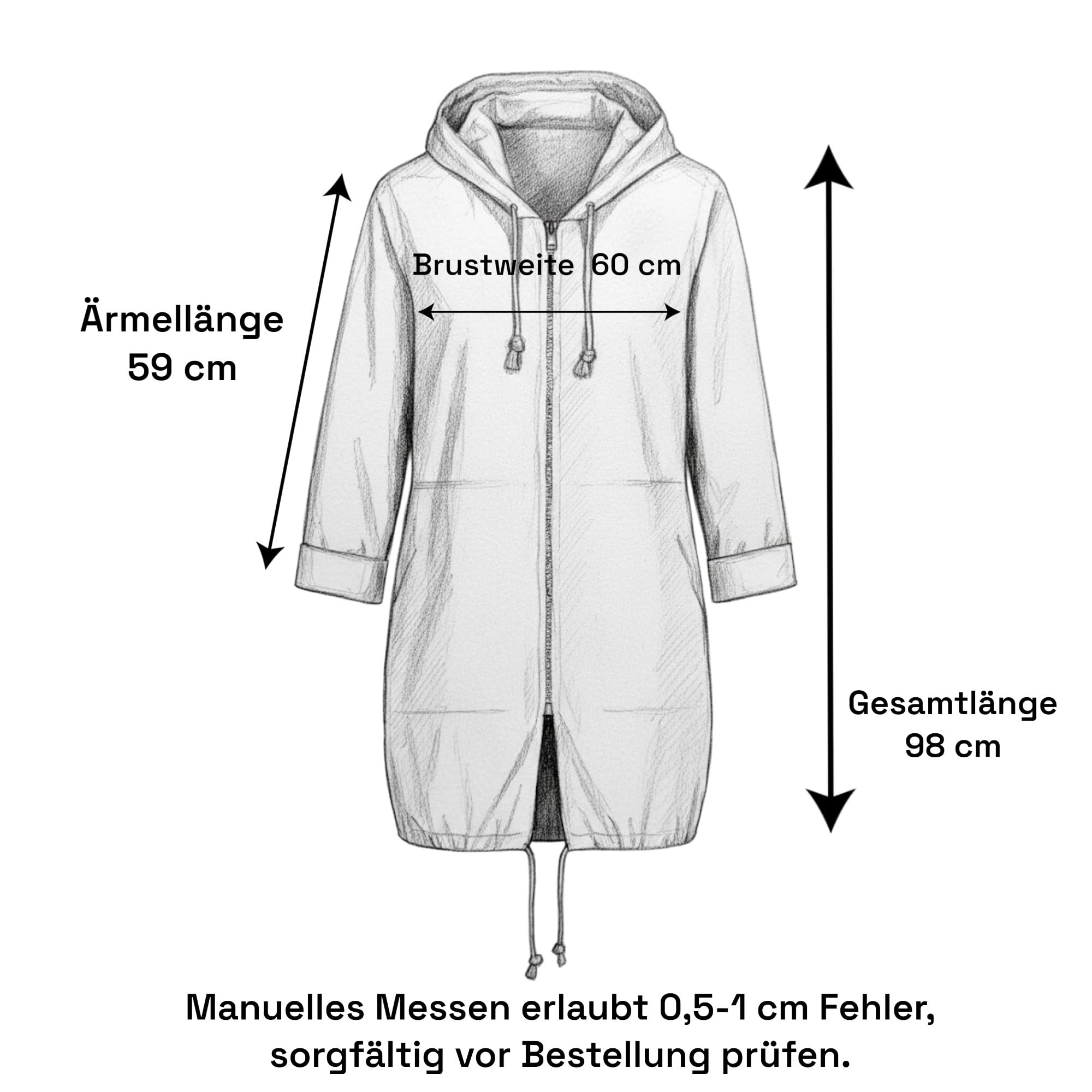 Damen Parka lang – Stylische Übergangsjacke mit Kapuze – Leichter Damenmantel für Outdoor & Freizeit – Modell 25611