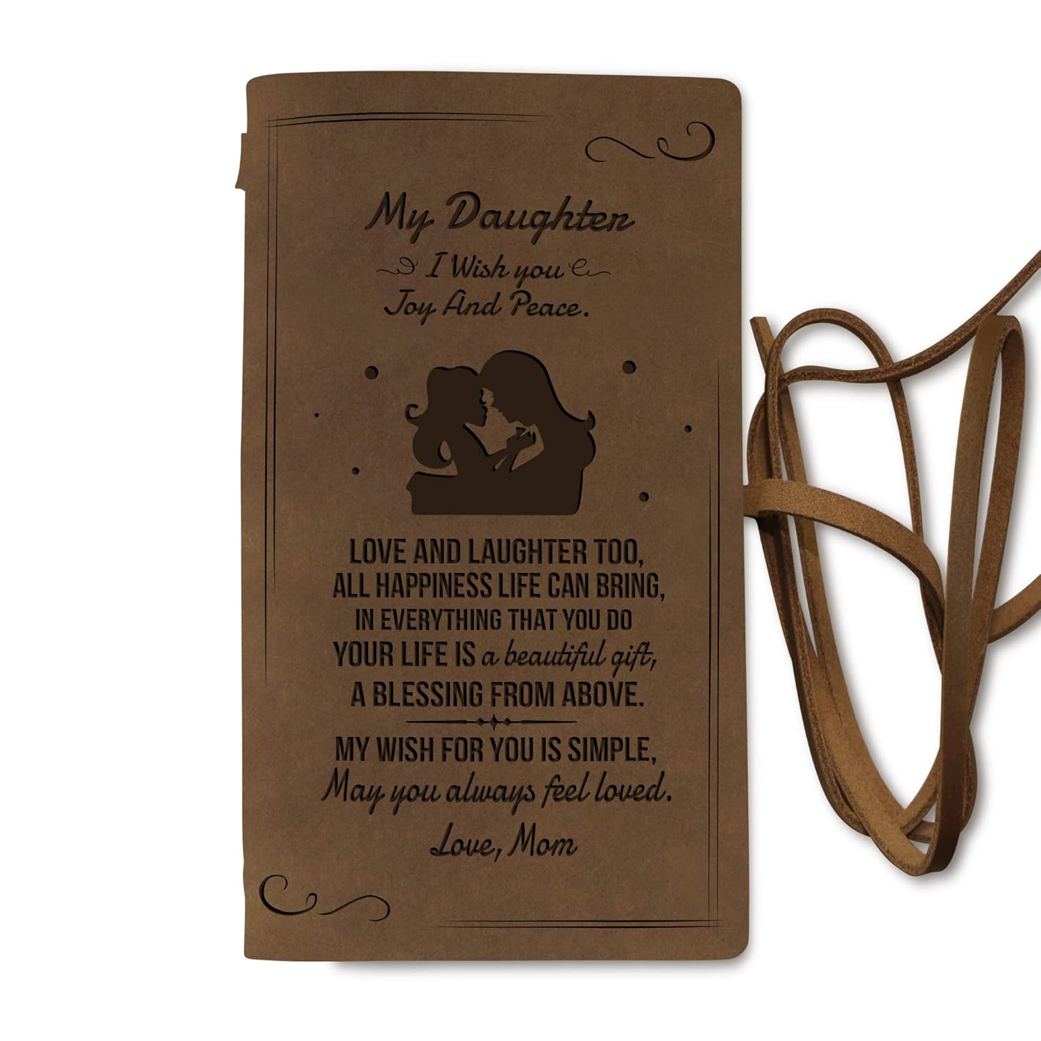 KWOOD Personalized Journal Genuine Leather Travel Notebook, Engraved Refillable Writing Notepads,Personal Best Christmas Day Birthday Gifts To Daughter From Mom