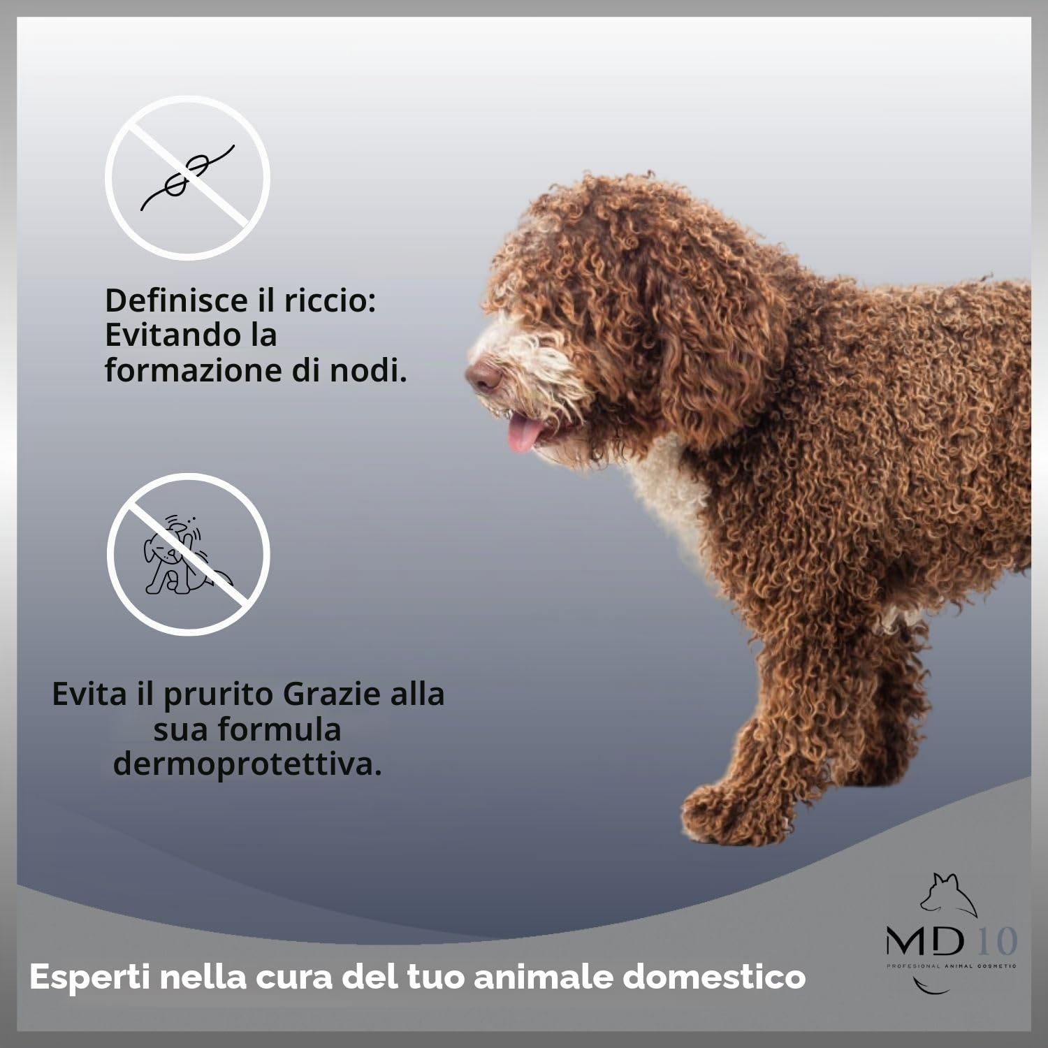 MD10 Shampoo e Balsamo per Lagotto Romagnolo - Per Cani a Pelo Lungo - Sciogli Nodi - Per il Riso