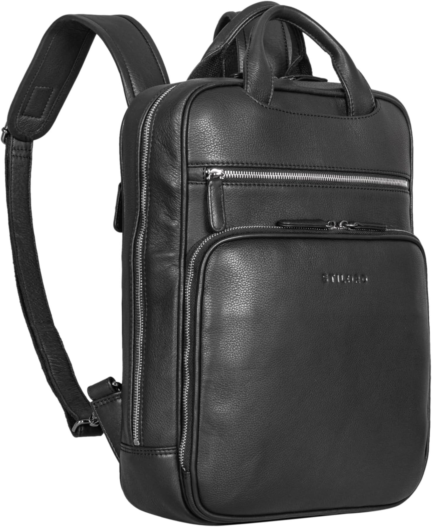 STILORD 'Nova' Vintage Leather Backpack Notebook Compartment 13.3 Inch Women Men Backpack Handbag Genuine Leather Colour: Black