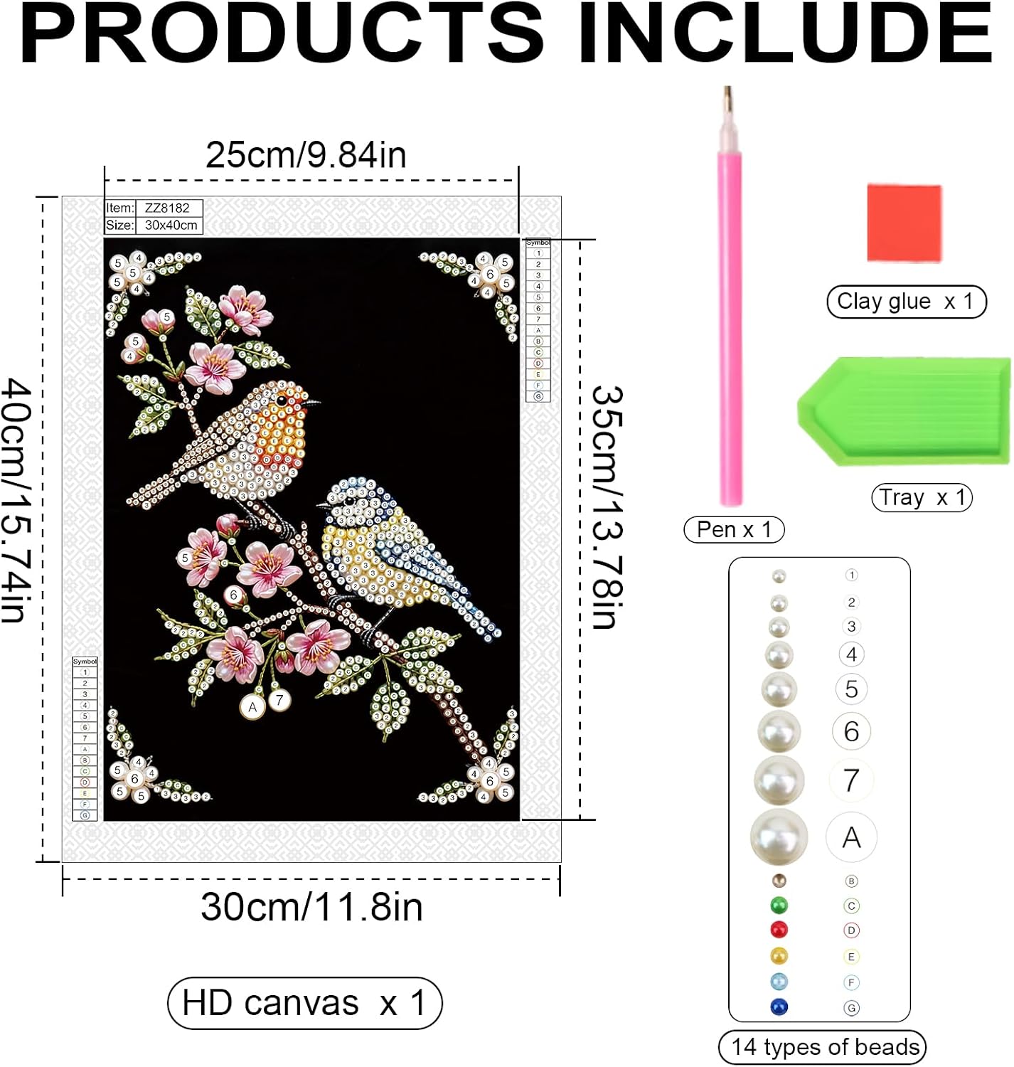 WSLWXSHM Pearl Diamond Painting Kits for Adults Bird, 5D Special Shape Diamond Art Kits for Beginners, Crystal Rhinestones Diamond Painting for Home Wall Decoration Gift 12×16inch/30×40cm Animal image 2