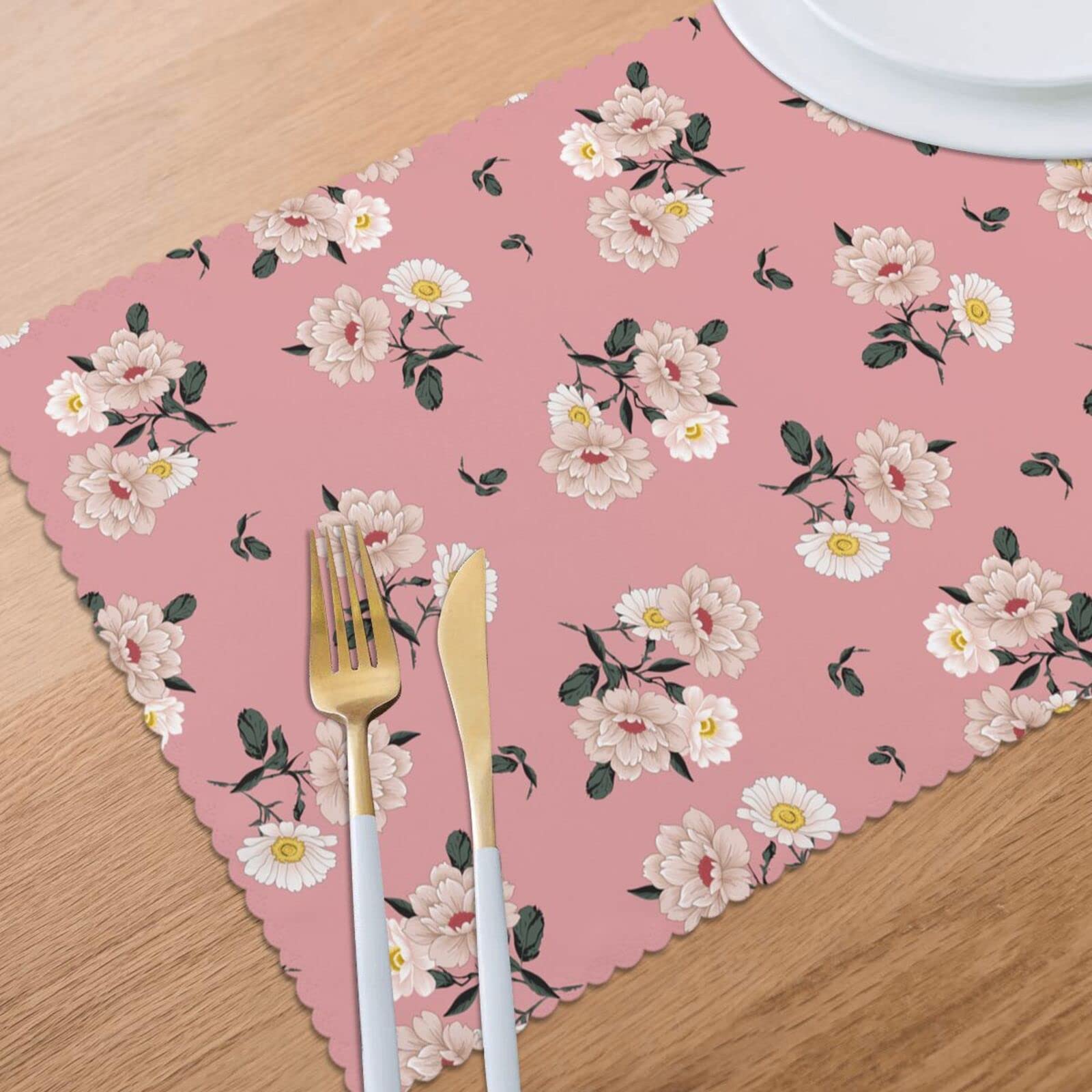Tovagliette Americane Lavabili Fiori Rosa Resistente Al