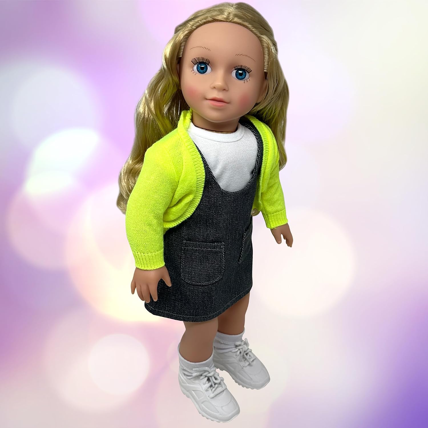 18 Inch Dolls with Soft Hair and Accessories – Soft Body 18 inch Doll with Poseable Vinyl Arms & Legs, Dress Outfit – Cute 18" Doll Set for Girls