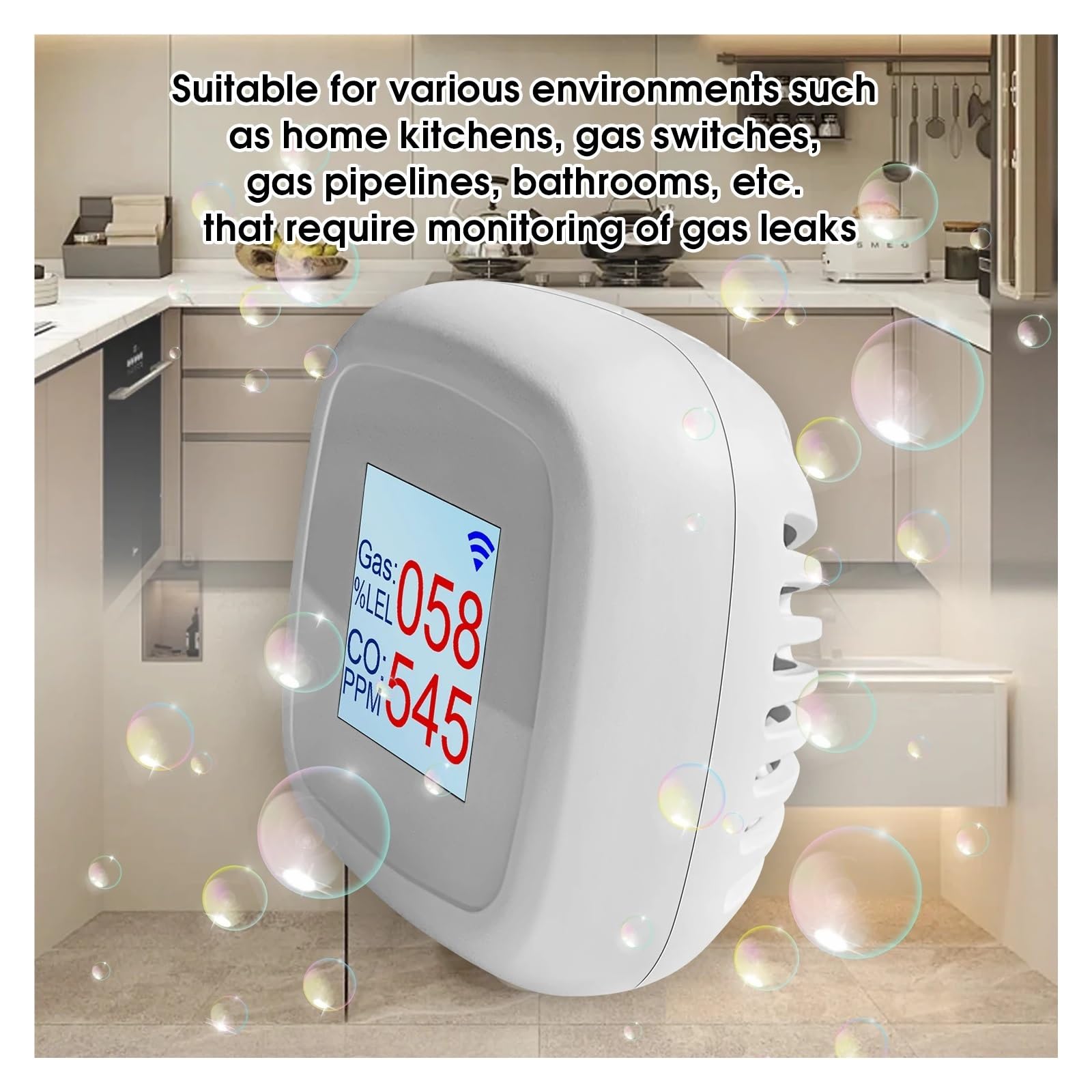 Mierniki jakości powietrza, C2 Gas Alarm Co Detector Wyciek gazu palnego Cyfrowy czujnik dymu wycieku gazu Inteligentny pilot(WiFi model C2-WIFI)