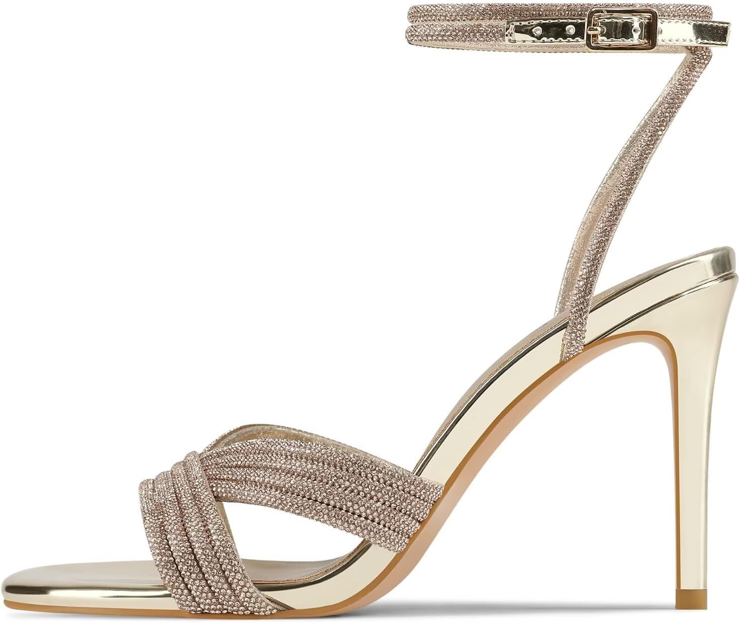 Women's Rhinestone High Heel Sandals Sparkly Stilettos Heeled Ankle Strap Stilettos... - Image 4