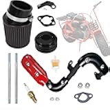 Upgraded Air Filter Kit and Exhaust Pipe with Muffler Silencer Compatible for Coleman CT200U BT200X CT200U-EX Mini Bike Baja Warrior