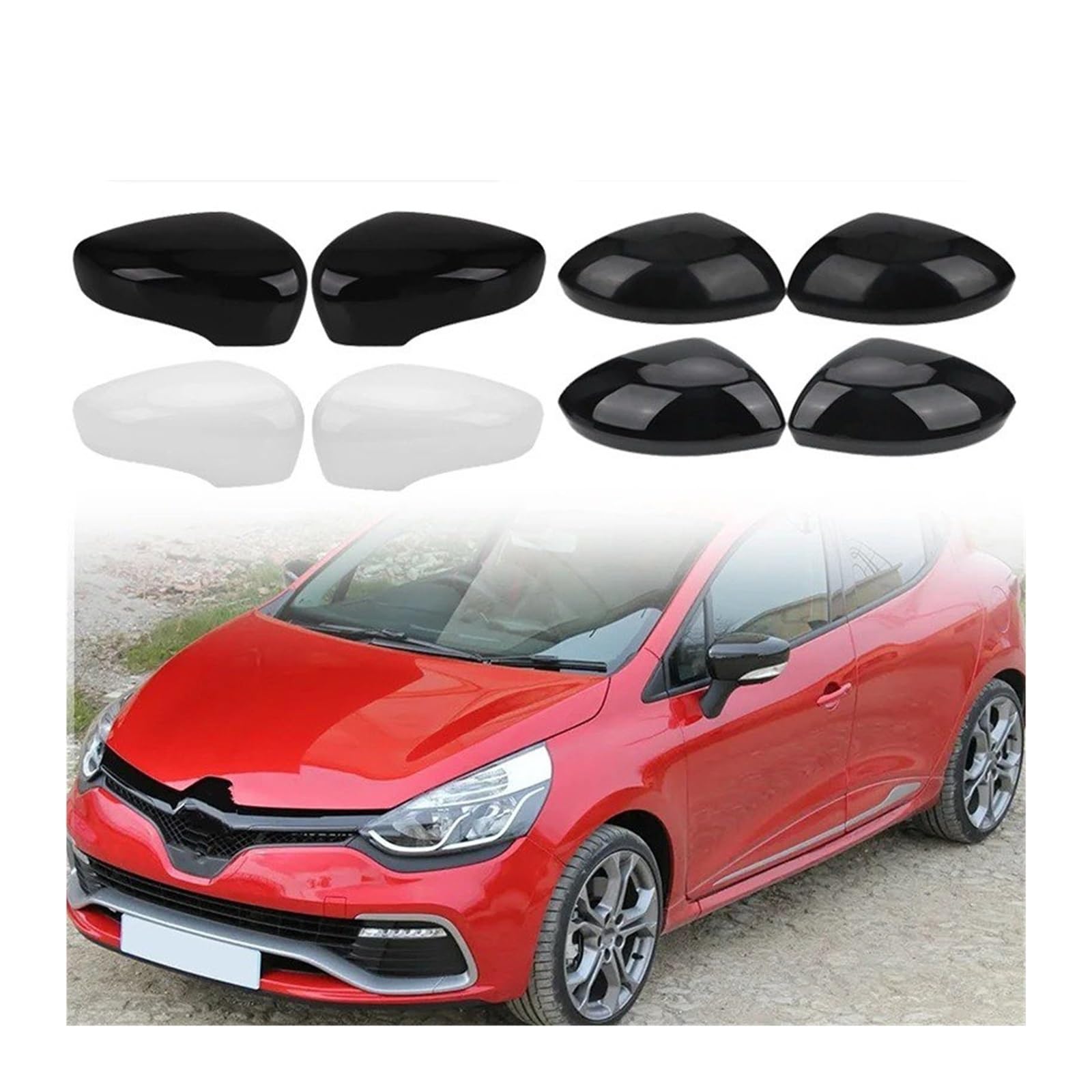 coques de rétroviseur de voiture Pour Clio 4 5 MK4 MK5 2012 2013 2014 2015 2016 2017 2018 2019 2020 2021 2022 2023 2024 2025 Couvercle De Rétroviseur Latéral(4-Right White4)