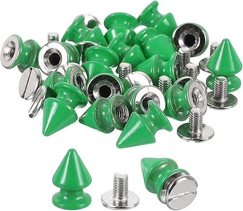 uxcell 50 juegos de remaches de espiga cono, 0.315 x 0.472 in con rosca trasera para árbol y picos para manualidades de cuero, ropa, zapatos,