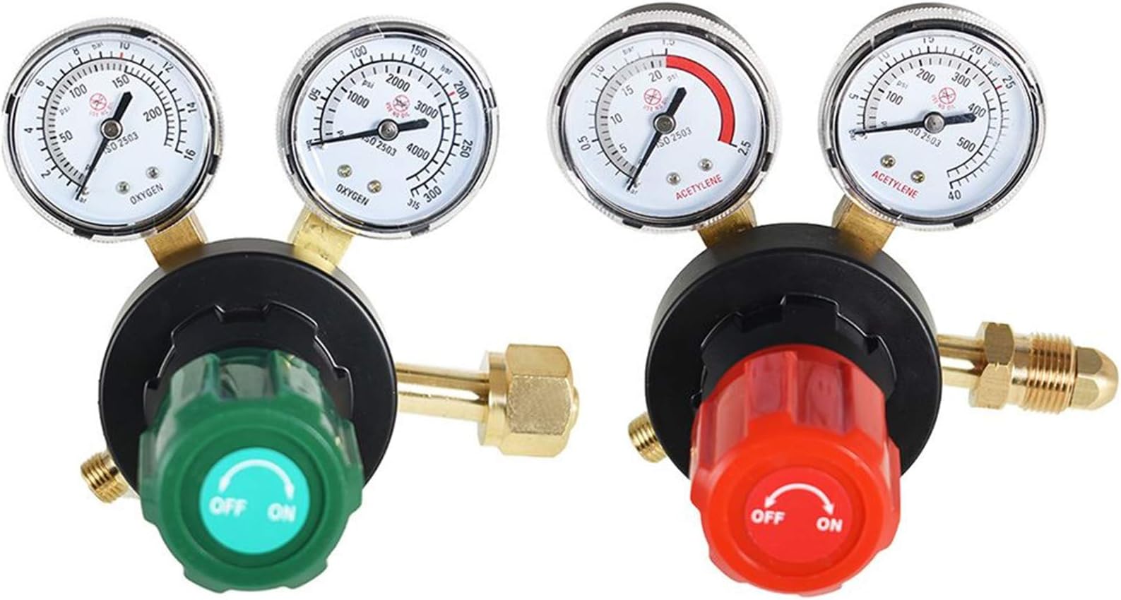 findmall CGA 540 Oxygen CGA 510 Acetylene Regulator for Welding Gas Gauge