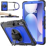 SEYMAC stock Case for Galaxy Tab S10 Lite/ S10 FE/ S9/ S9 FE 10.9/11'', with Screen Protector Pencil Holder [360 Rotating Hand Strap] &Stand, Drop-Proof, Black