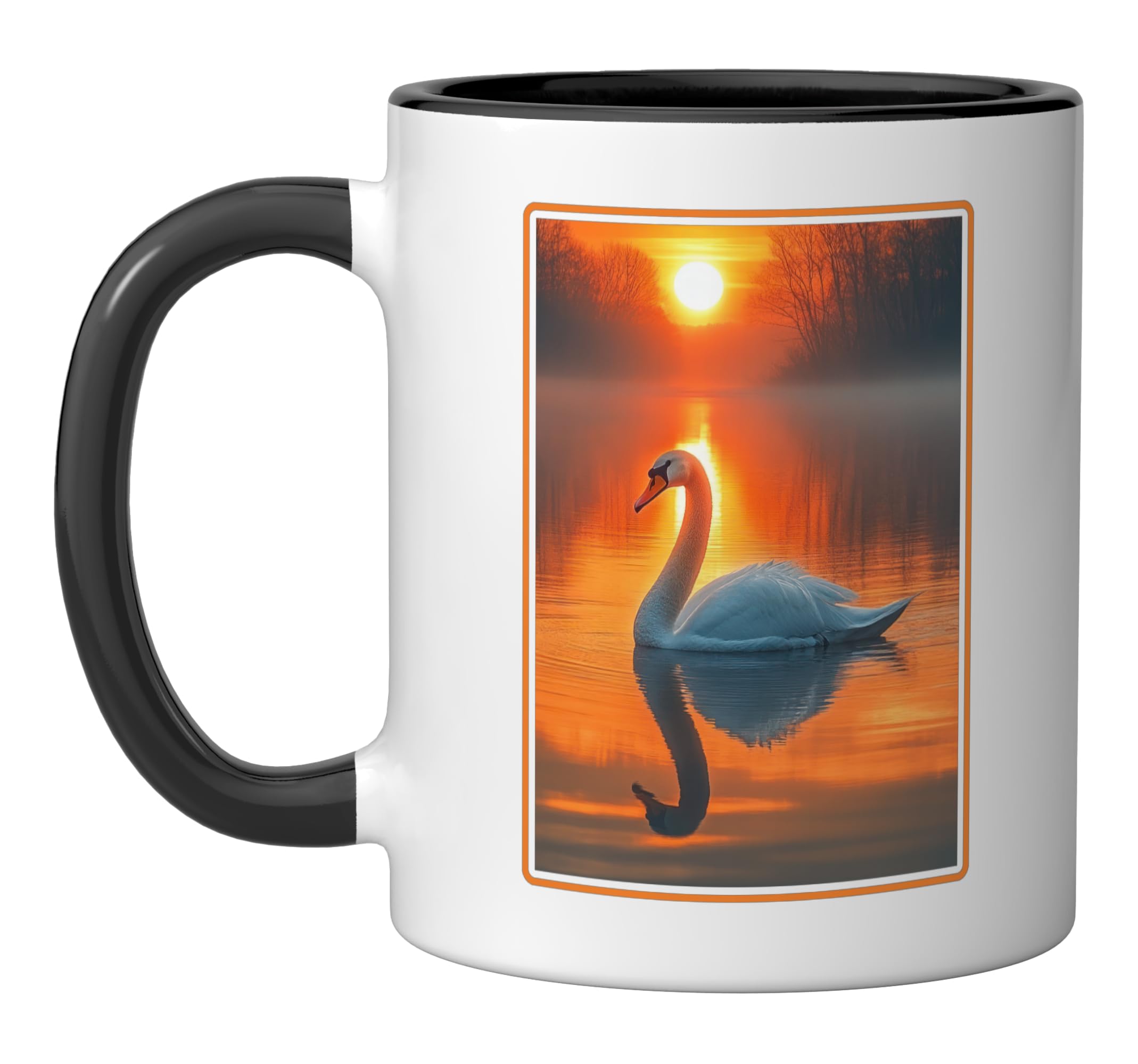 Swans Swan Ceramic Mug, Black/White