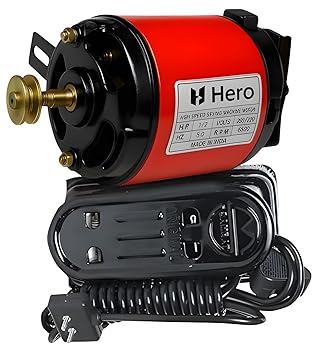 HEROLite Electric Sewing Machine Motor Set Kit 1/12HP with Speed Regulator Pedal | Fully Copper Winding 8500 RPM | Fits in All Silai Machine Like Domestic, Small, Big, Umbrella and Industrial