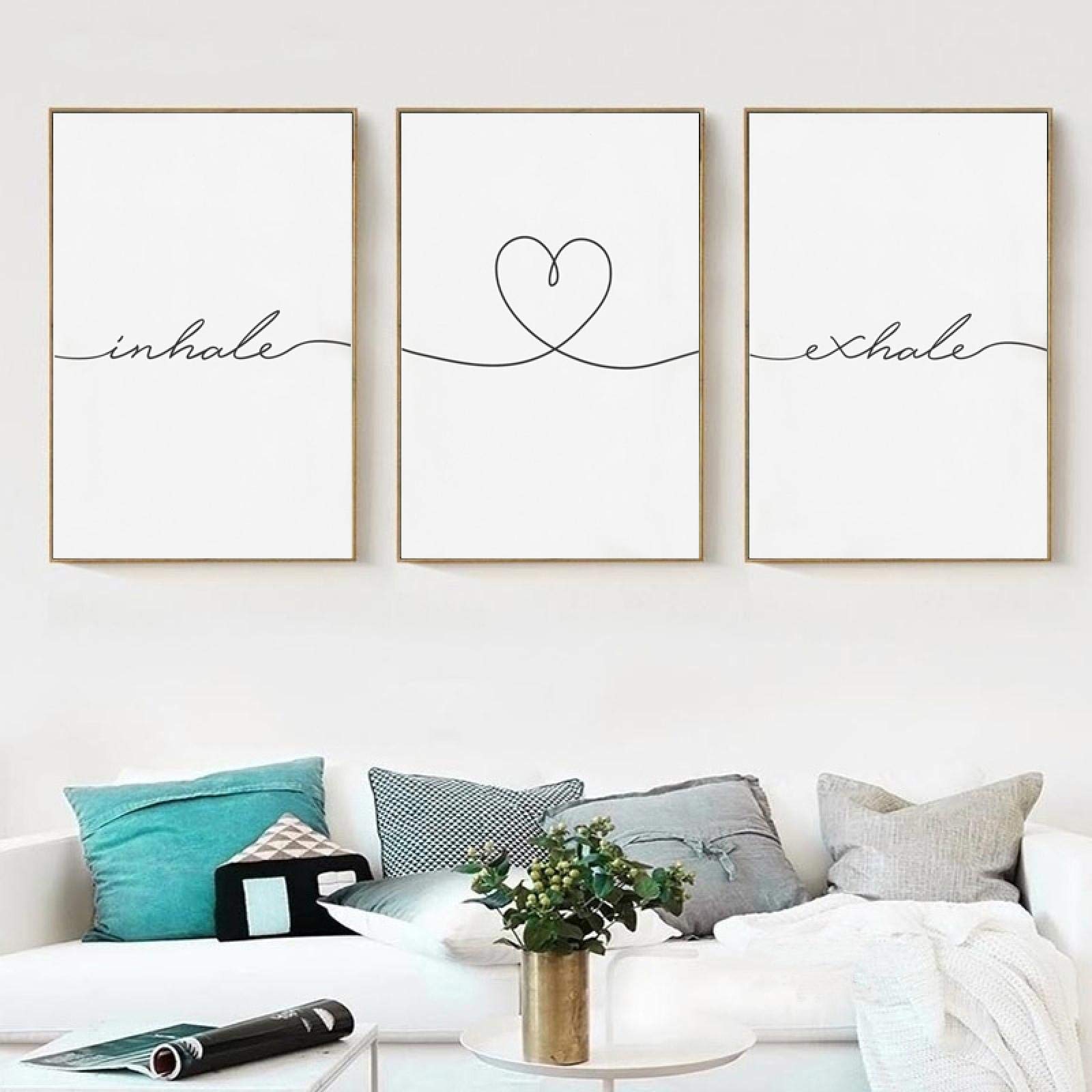 Inspirez expirez affiche nordique lot de 3 toiles minimalistes pour salon 20x30 cm cadre intérieur