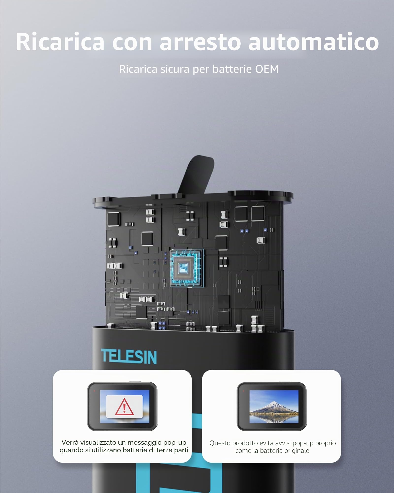 TELESIN Confezione da 2 batterie con caricatore per GoPro Hero 13 Black, batterie a lunga durata come quelle originali + custodia di ricarica Fast Charge per accessori Go Pro 13 Black