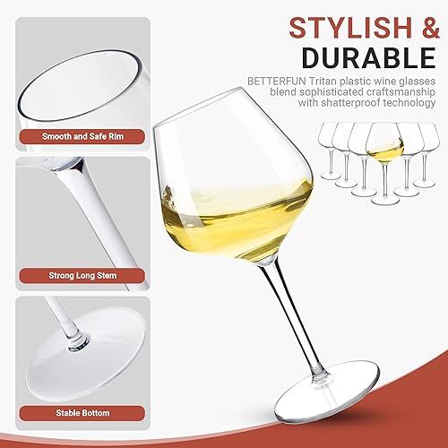 Miniatura 4 de Tritan-Plastic - Juego de 6 copas de vino tinto flotantes para piscina, 18 onzas, vasos de vino duraderos con tallo largo, ideal para el hogar,