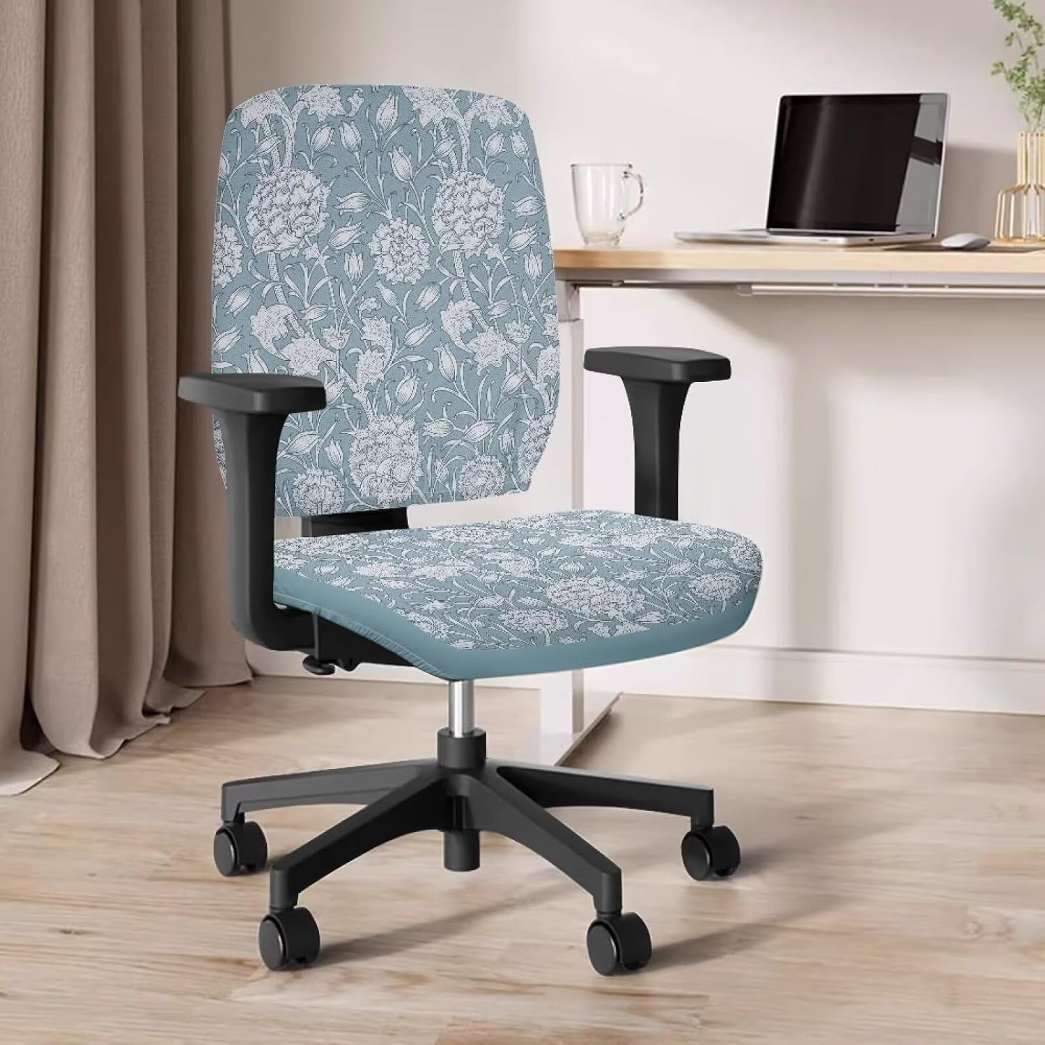 William Morris Works Print Stretchable Office Chair Cover Computer Chair Slipcover for Desk Chairs Seat Polyester Breathable Chair Seat Cover Machine Washable 2Pcs/Set Easy to Install