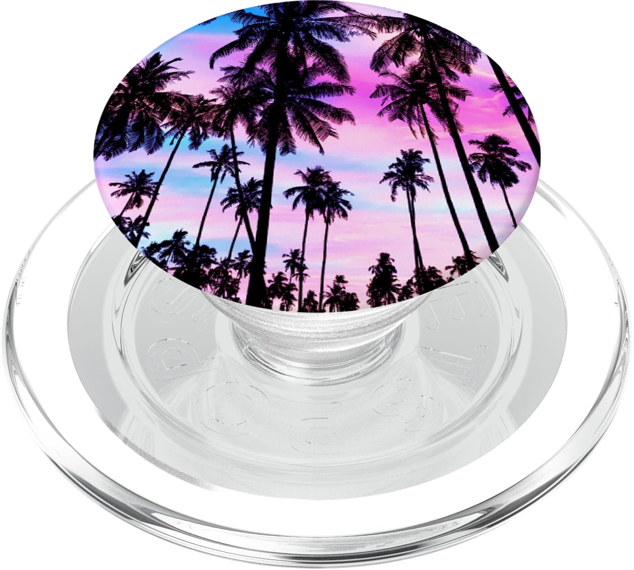 Palm Trees Purple Blue Sunset Tropical Tree Leaves Summer PopSockets PopGrip for MagSafe