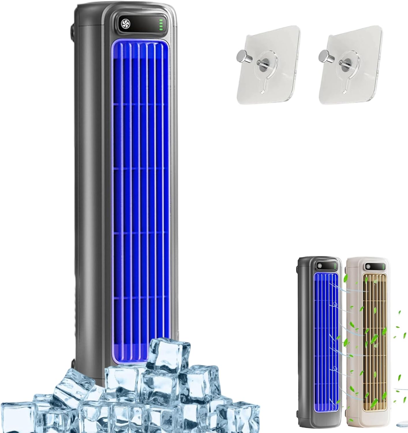 Portable Air Conditioner, 3-in-1 Rechargeable AC Unit - 3 Speeds Mini Air Cooler for Room, Camping, Car, Office - Lightweight &amp; Small Portable Design (Grey)