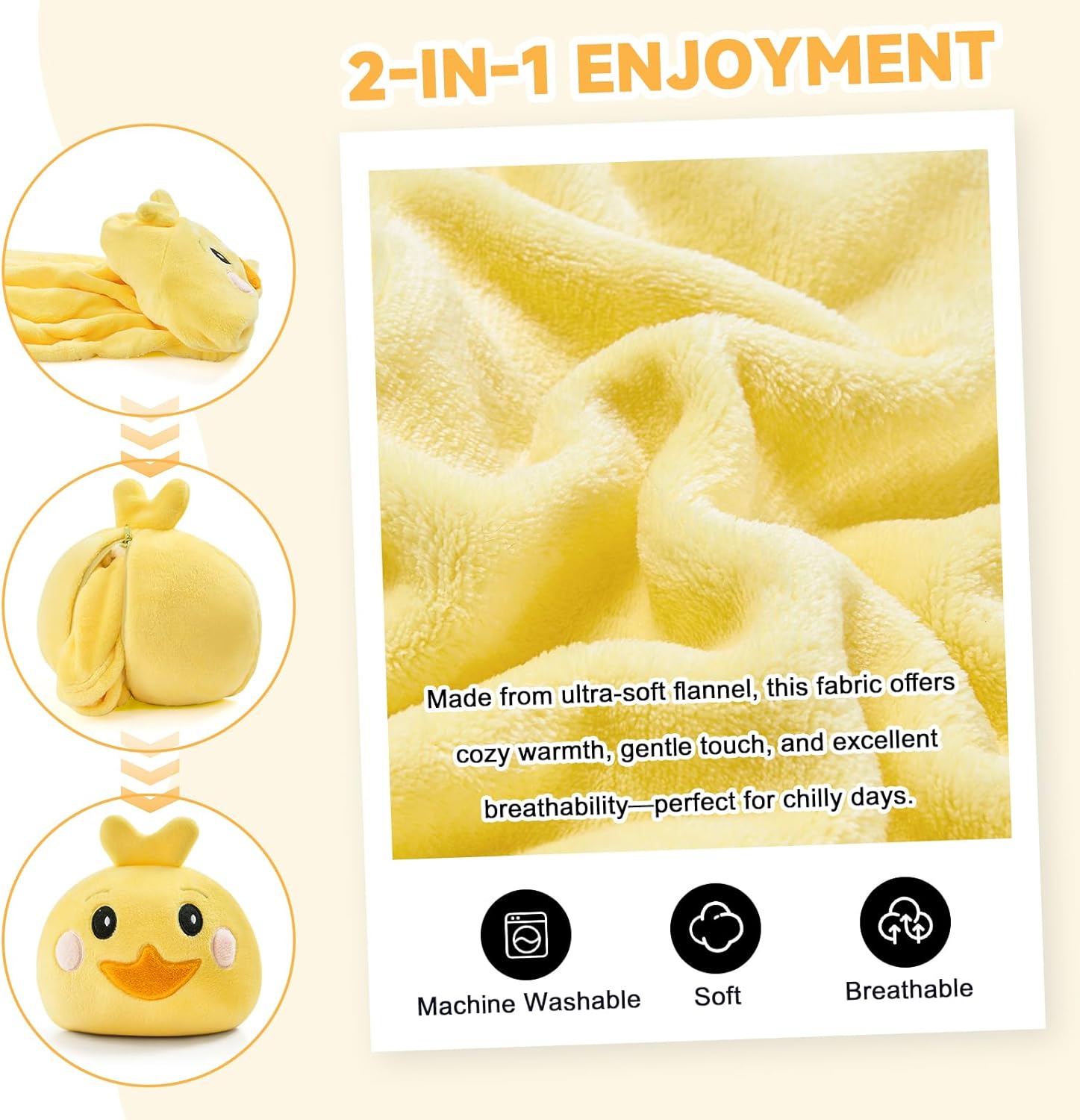 IFNOW Wearable Blanket Hoodie Kids, Oversized Fleece Blanket Sweatshirt Christmas Birthday Gifts for Boys, Girls, Teen Hoodie with Portable Foldable Blanket Pillow Animal Embroidery 5-15 Years Chicken - Image 4