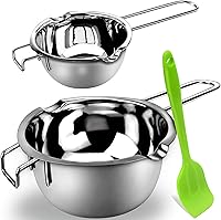 Sysmie Double Boiler Pot Set - 18/8 Stainless Steel Melting Pots for Chocolate, Candy, Butter, Cheese - 480ml & 1000ml + Spatula