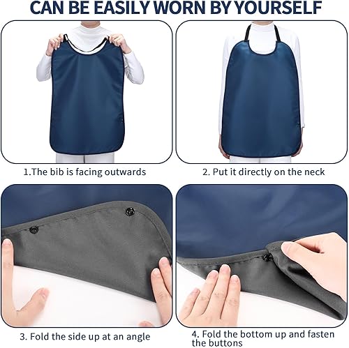 Miniatura 9 de Twistover Double Layer Stretchable Adult Bibs with Crumb Catcher Waterproof Washable Dining Clothing Protector Adult Bibs