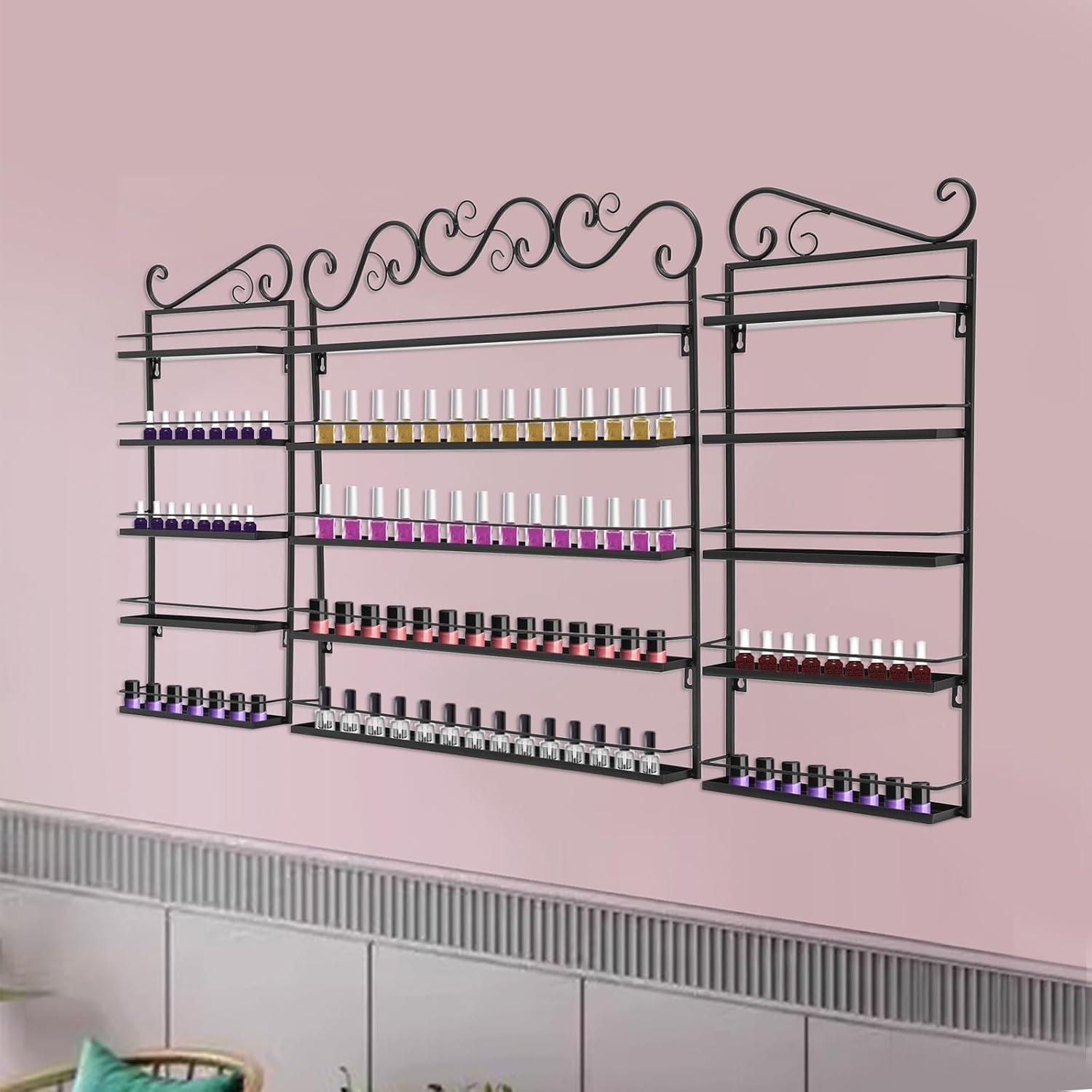 5 Tiers Wall Mounted Nail Polish Racks,Nail Polish Shelves, Nail Polish Display Rack for Home Salon Business Spa