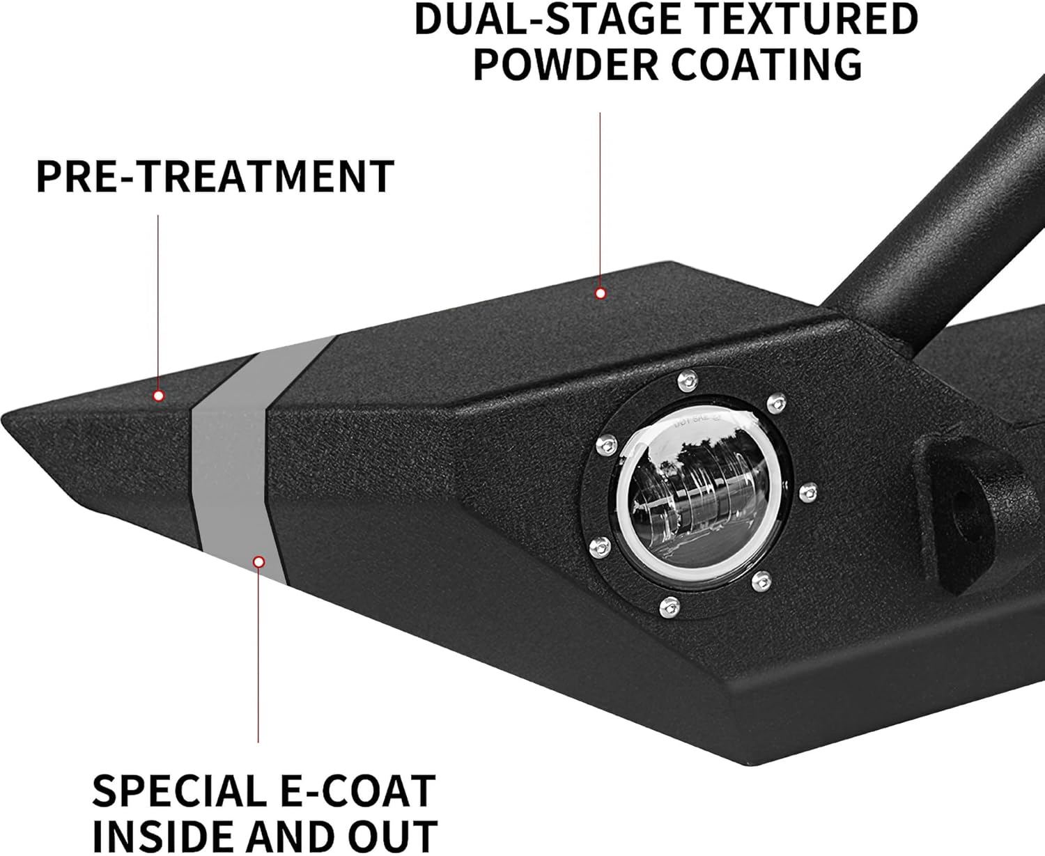 LEDKINGDOMUS Rock Crawler Front Bumper Compatible with 07-18 Jeep Wrangler JK and JK Unlimited, Built-in 90W LED Light Bar w/ 2x 60W Fog Light, Wiring Harness, Winch Plate and D-rings Textured Black