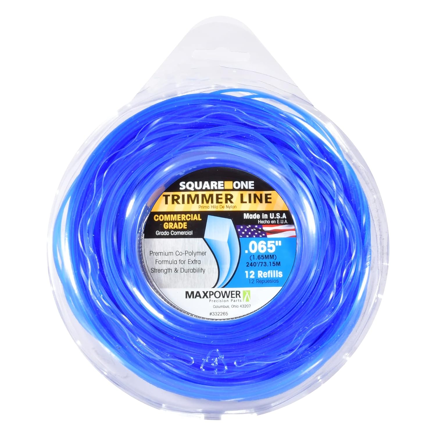 Maxpower 332265 Square Cut Commercial Grade Trimmer Line, Blue, Medium