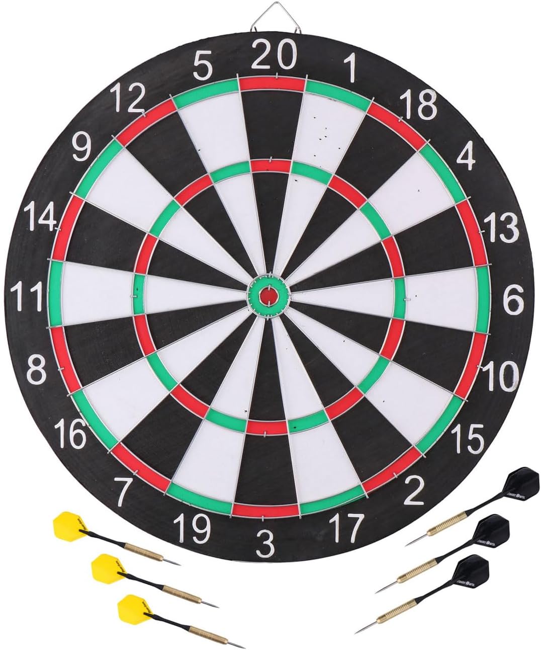 Masterdarts Unisex Adult Dartboard Set with 6 Steel Darts, Sisal Tournament Dartboard, Darts Instructions, Reusable Score Chart with Pen, No Colour
