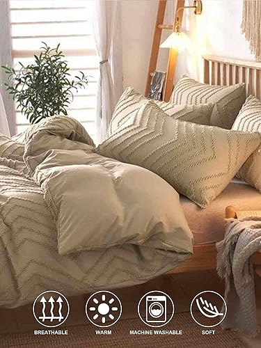 Miniatura 3 de Nanko - Juego de edredón tamaño Queen, jacquard capitoné, bohemio suave, desgastado y elegante, microfibra alternativa, todas las estaciones, ropa