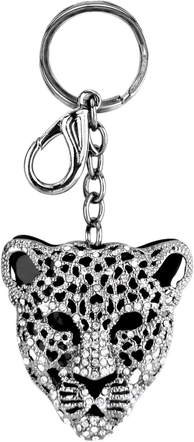 Leopard Mask Crystals Rhinestone Handbag Purse Charm / Key Chain Keyring Holder