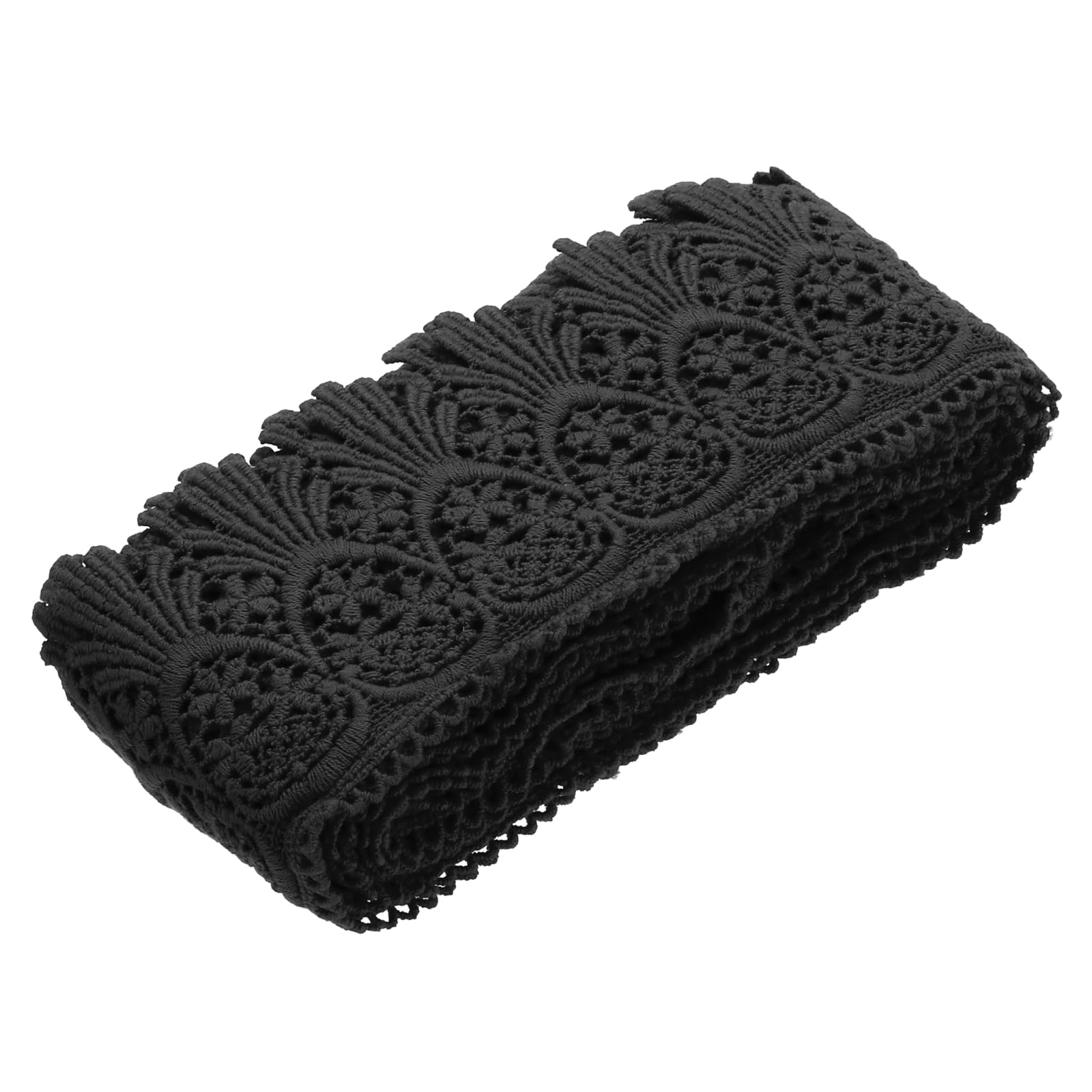sourcing map Cotton Lace Trim Vintage Crochet 3inch x 9yard Black Stretch Lace Edge Ribbon for DIY Scrapbooking Clothes Curtain Slipcover Fabric