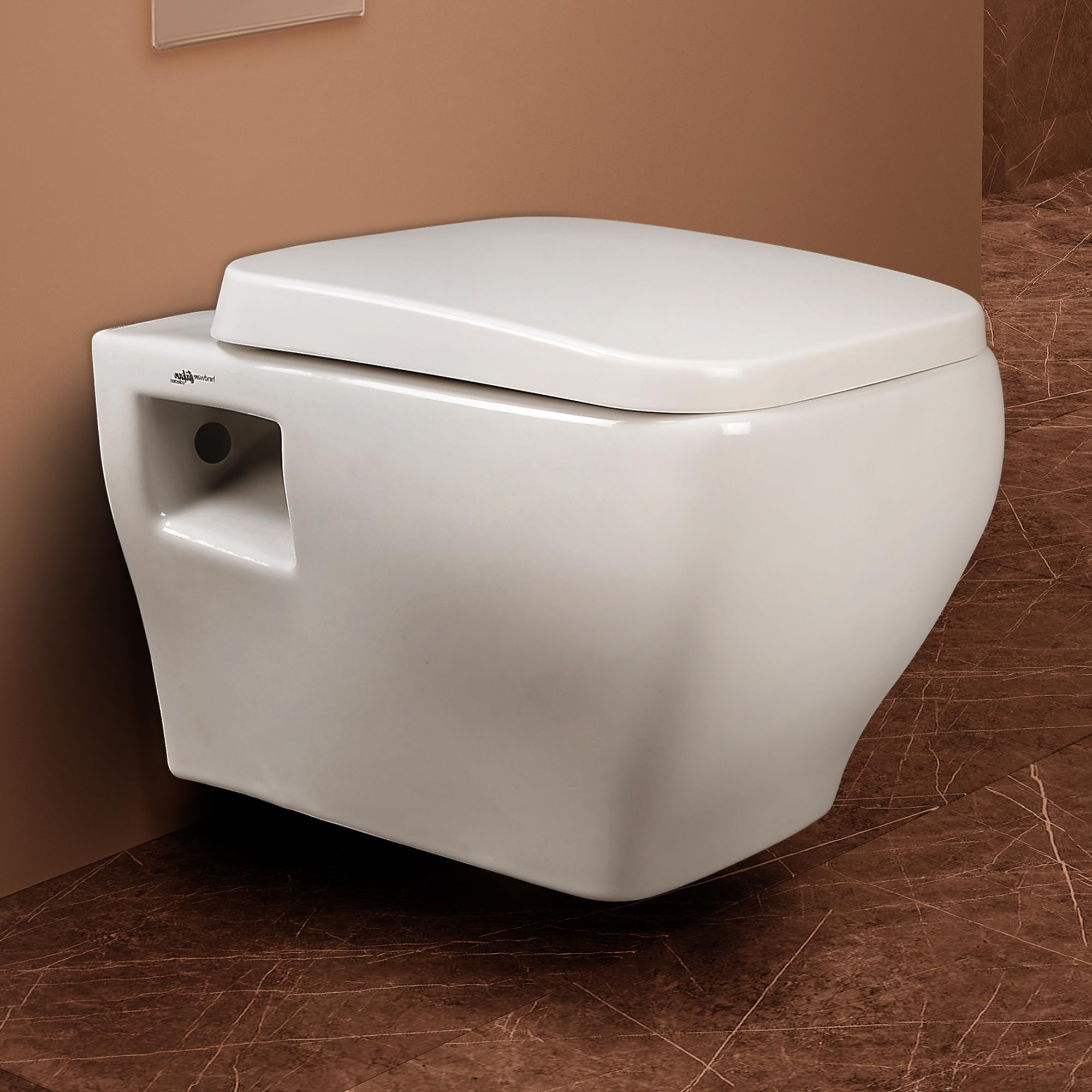 Hindware Italian Collection Element Western Commode for Bathroom with Integrated Jet | Rimless | Made of Ceramic | Soft Close | Dual Flush Water Saving | Star White | Geometric Shape | Wall Mount Ewc-image-29